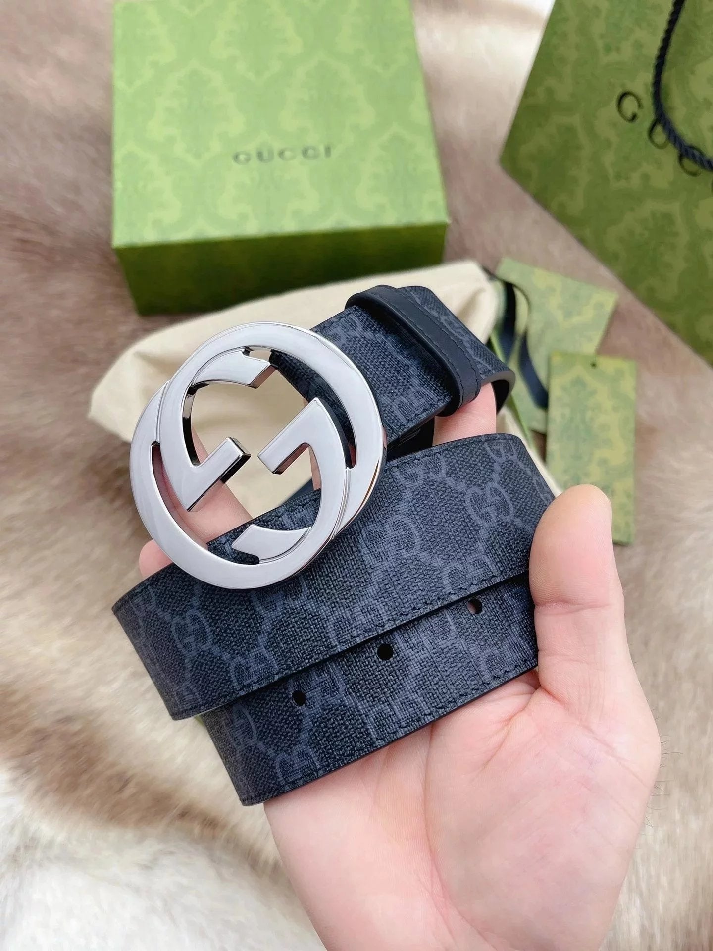 Gucci Black Flower Belt